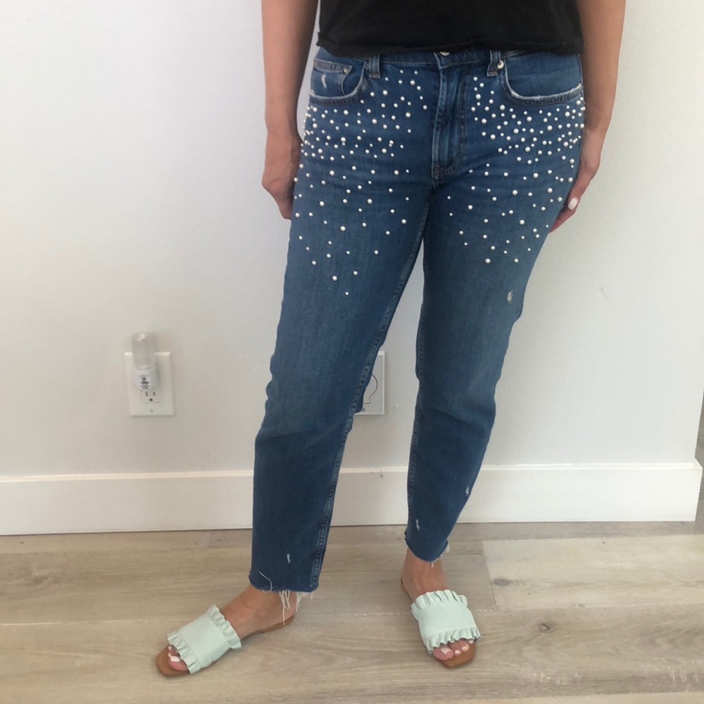 Zara Pearl Studded Jeans